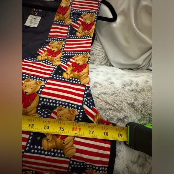 Vintage 90’s Patriotic Bear Flag Print Women's Vest Tie Back Cotton JLN USA Lg - Picture 10 of 11